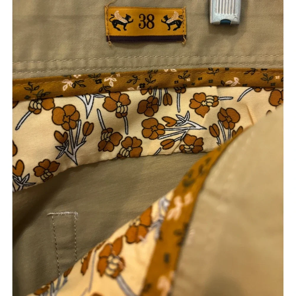 ENZO TOVARE Mens Khaki Chino Pants Size 38 Straight Fit‎ Cotton Stretch Casual